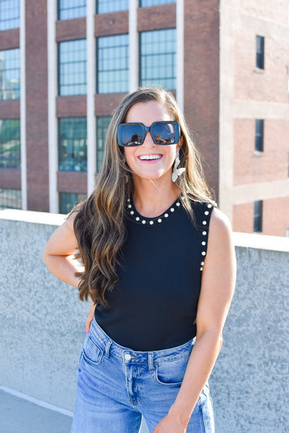 Perla Sleeveless Top in Black