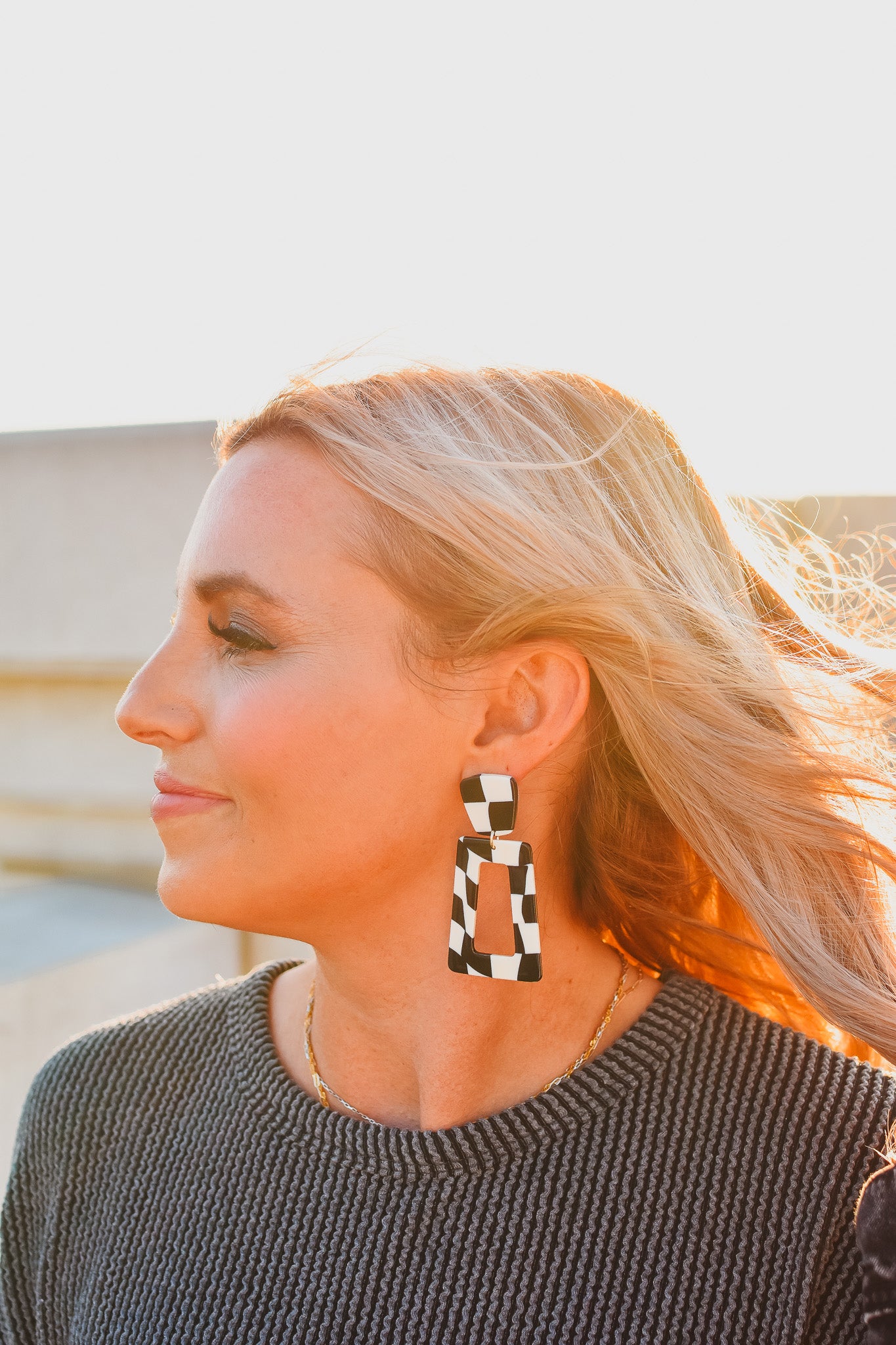 Kennedy Checkered Hoops - Black