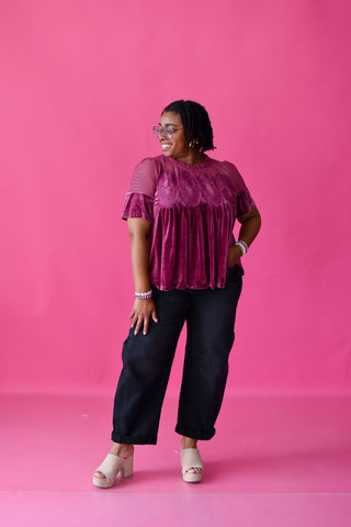 Daphne Velvet Babydoll Top