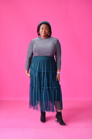 Hollyn Metallic Mesh Top