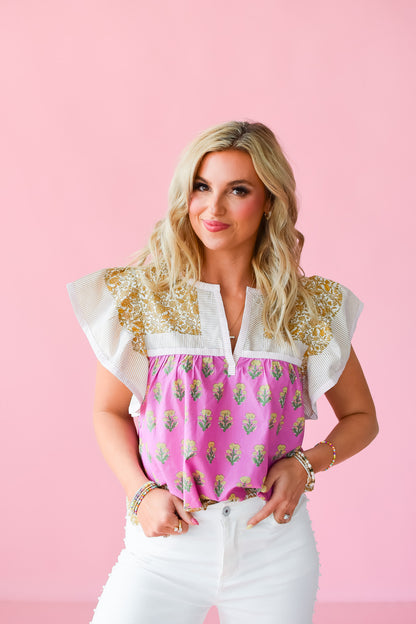 Bela Floral Top in Pink