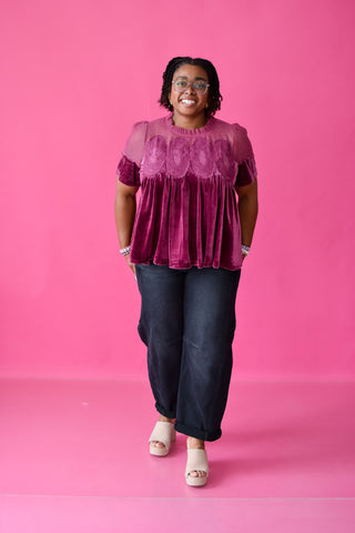 Daphne Velvet Babydoll Top