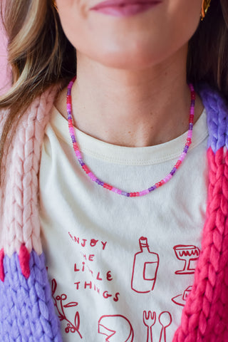 Rainbow Necklace Luxe - Magenta