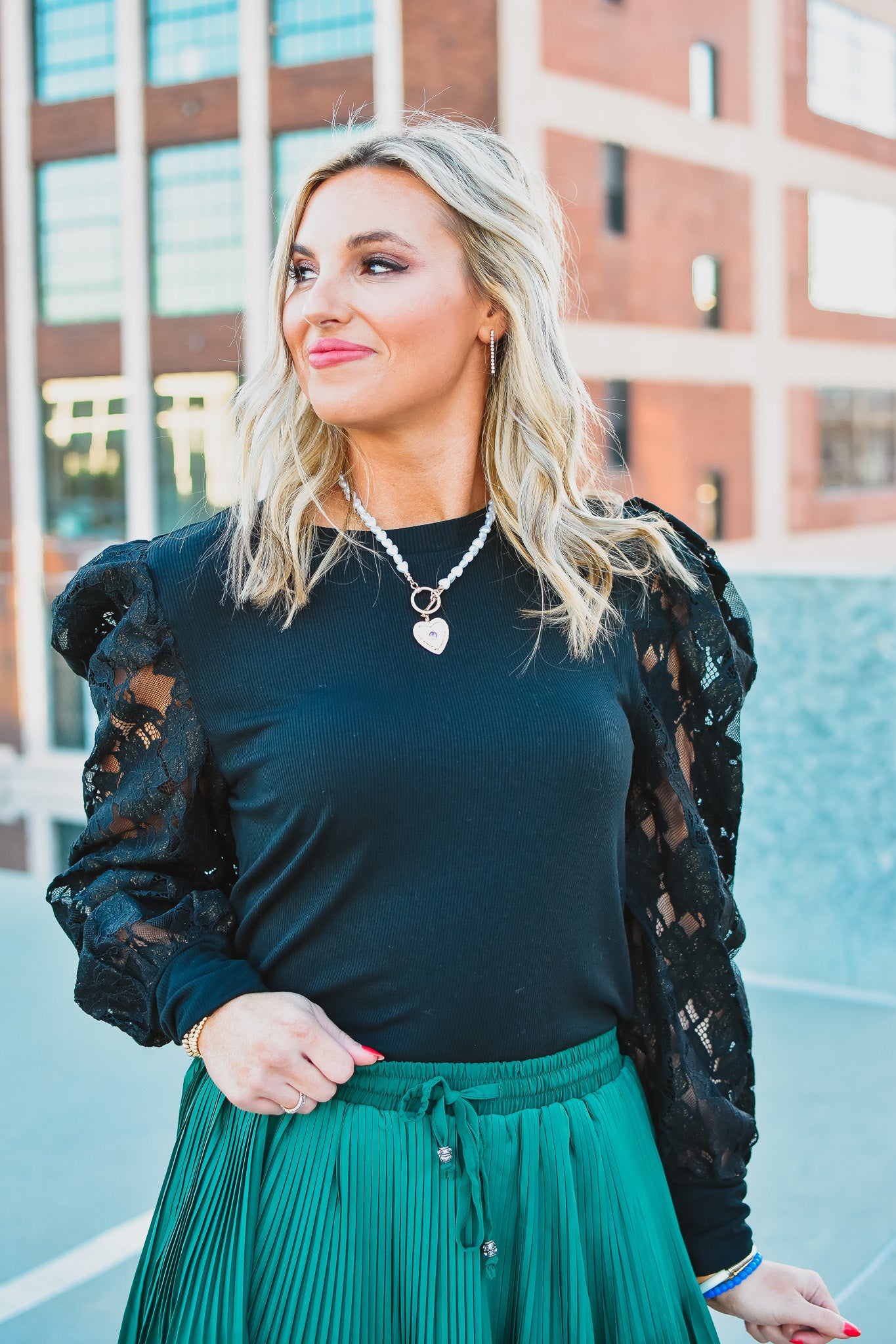 Mindy Lace Sleeve Top