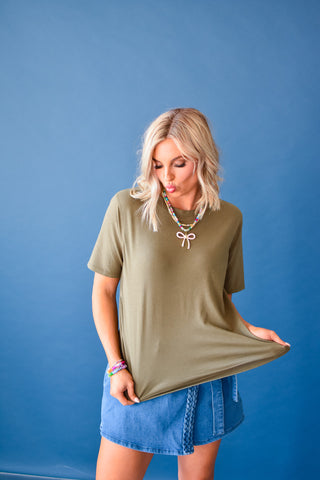 Kate Classic Boxy Fit Tee in Olive