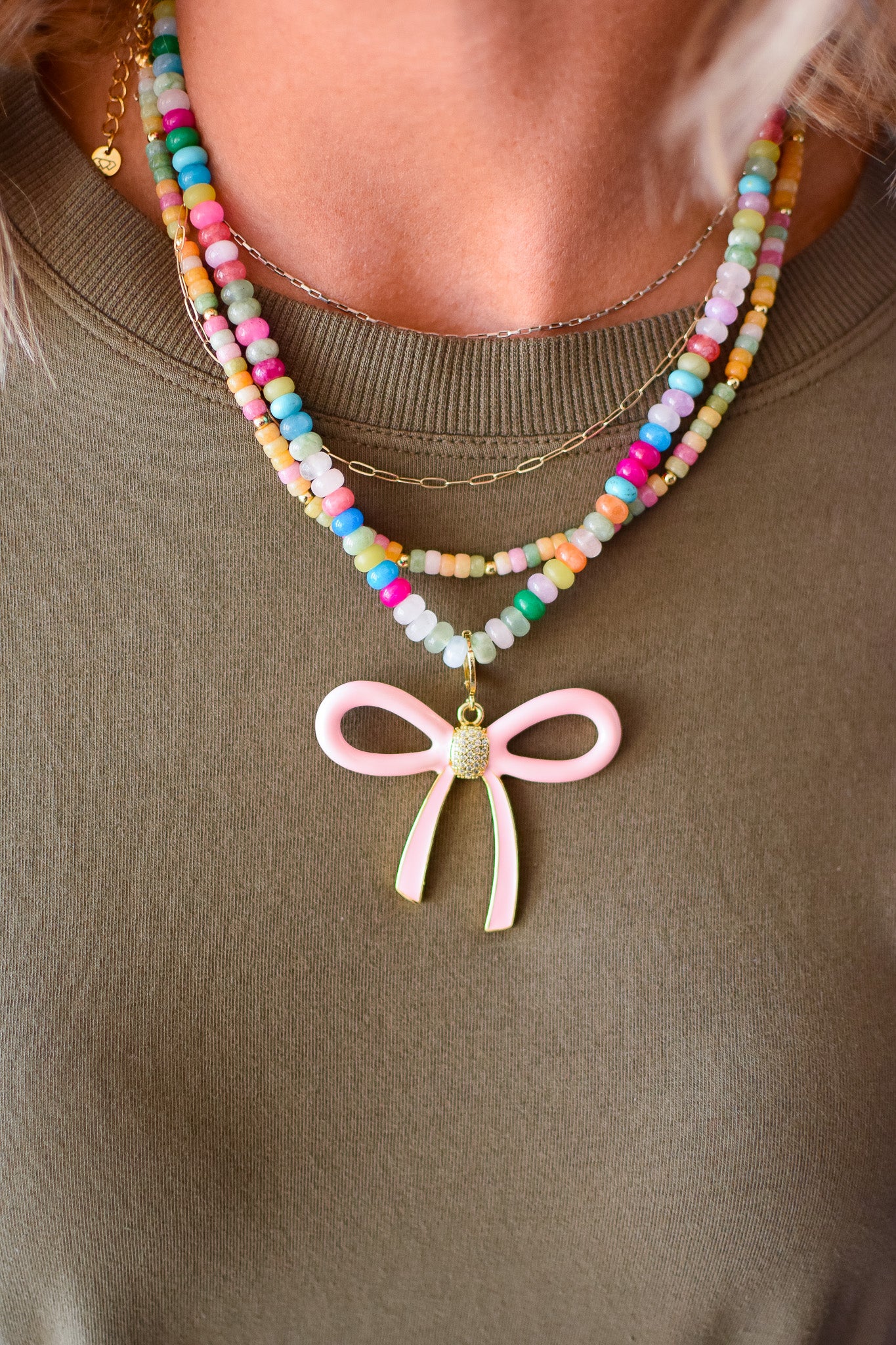 Oversized Bow Charm - Pink