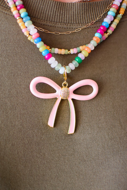 Oversized Bow Charm - Pink