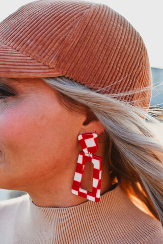 Kennedy Checkered Hoops - Red