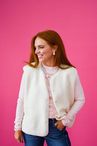 Caroline Sherpa Vest in Vanilla