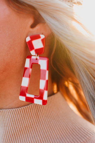 Kennedy Checkered Hoops - Red