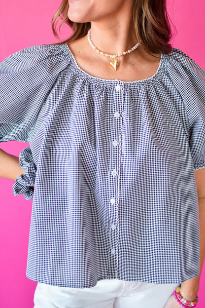 Jean Gingham Top