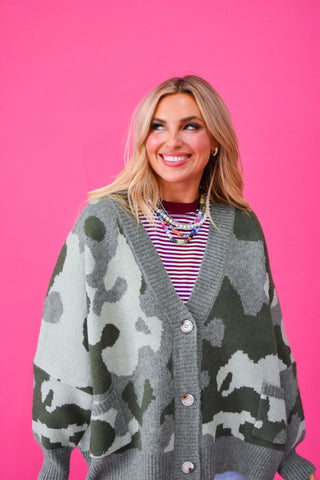 Taryn Camo Oversized Cardigan