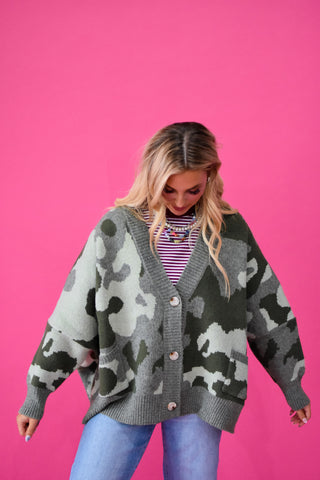 Taryn Camo Oversized Cardigan