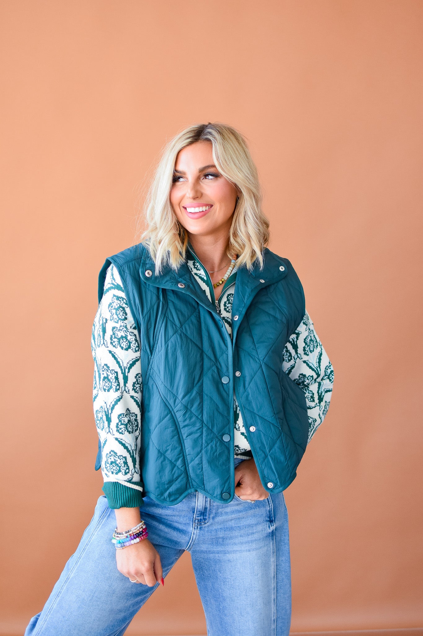 Gretchen Puffer Vest in Pine