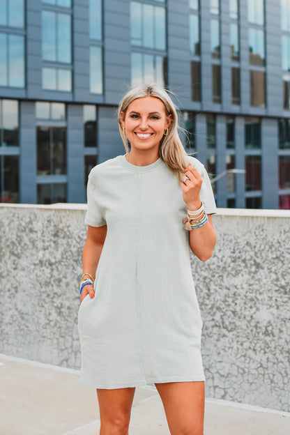 Sage Tee Shirt Dress in Mint Green