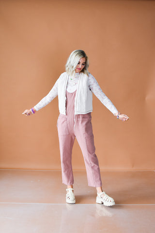Fran Denim Overalls in Woodrose