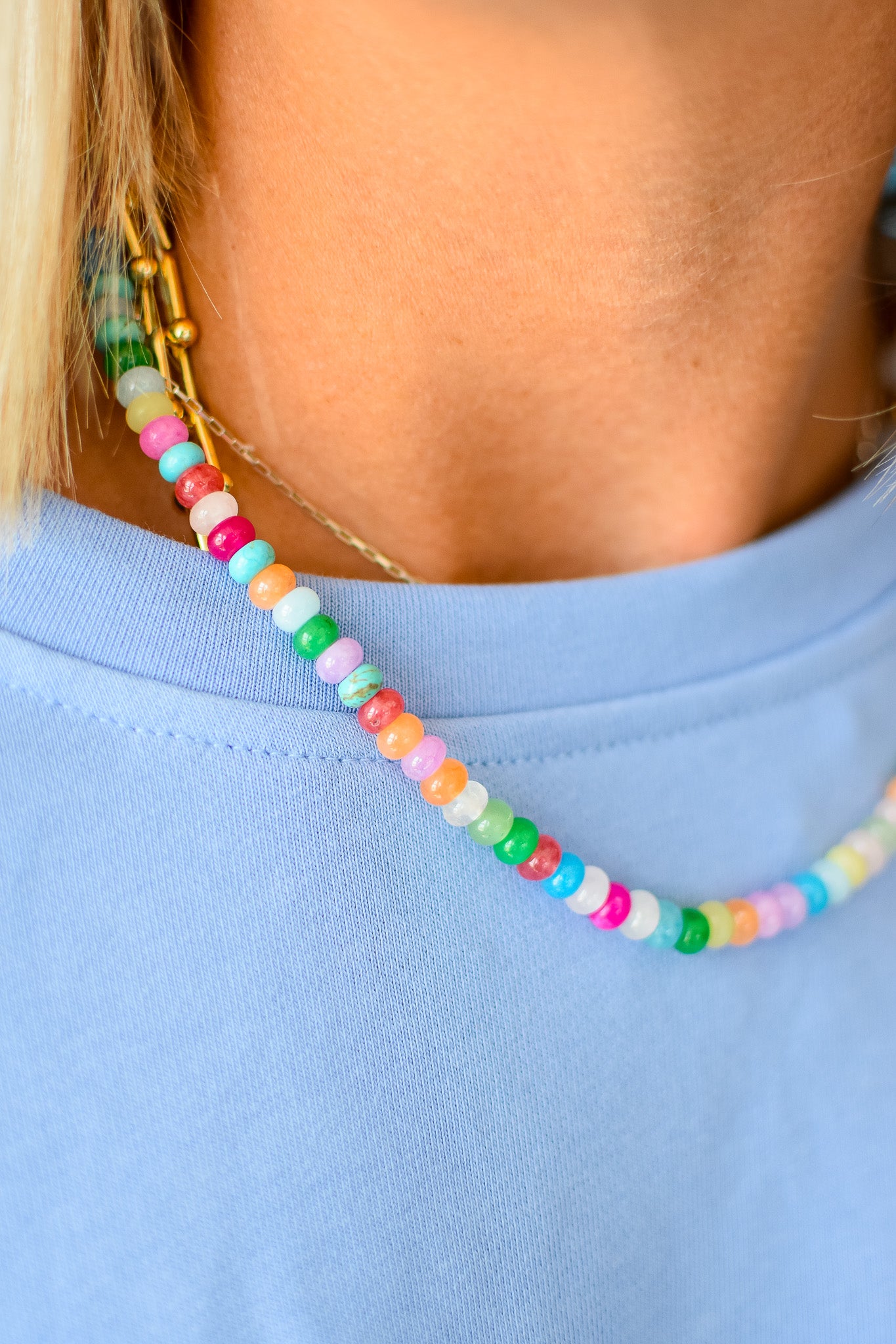 Rainbow Necklace Luxe - Confetti Gemstone