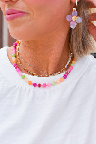 Rainbow Necklace Luxe - Pink Gemstone *RESTOCK*