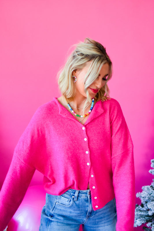 Piper Cardigan - Hot Pink RESTOCK