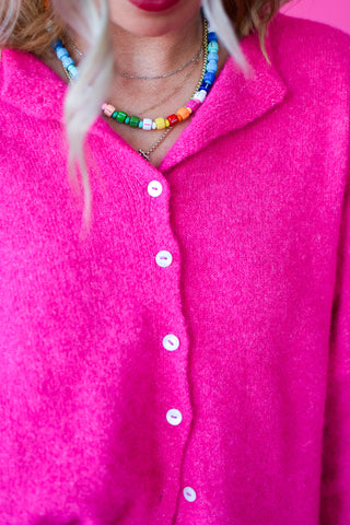 Piper Cardigan - Hot Pink RESTOCK