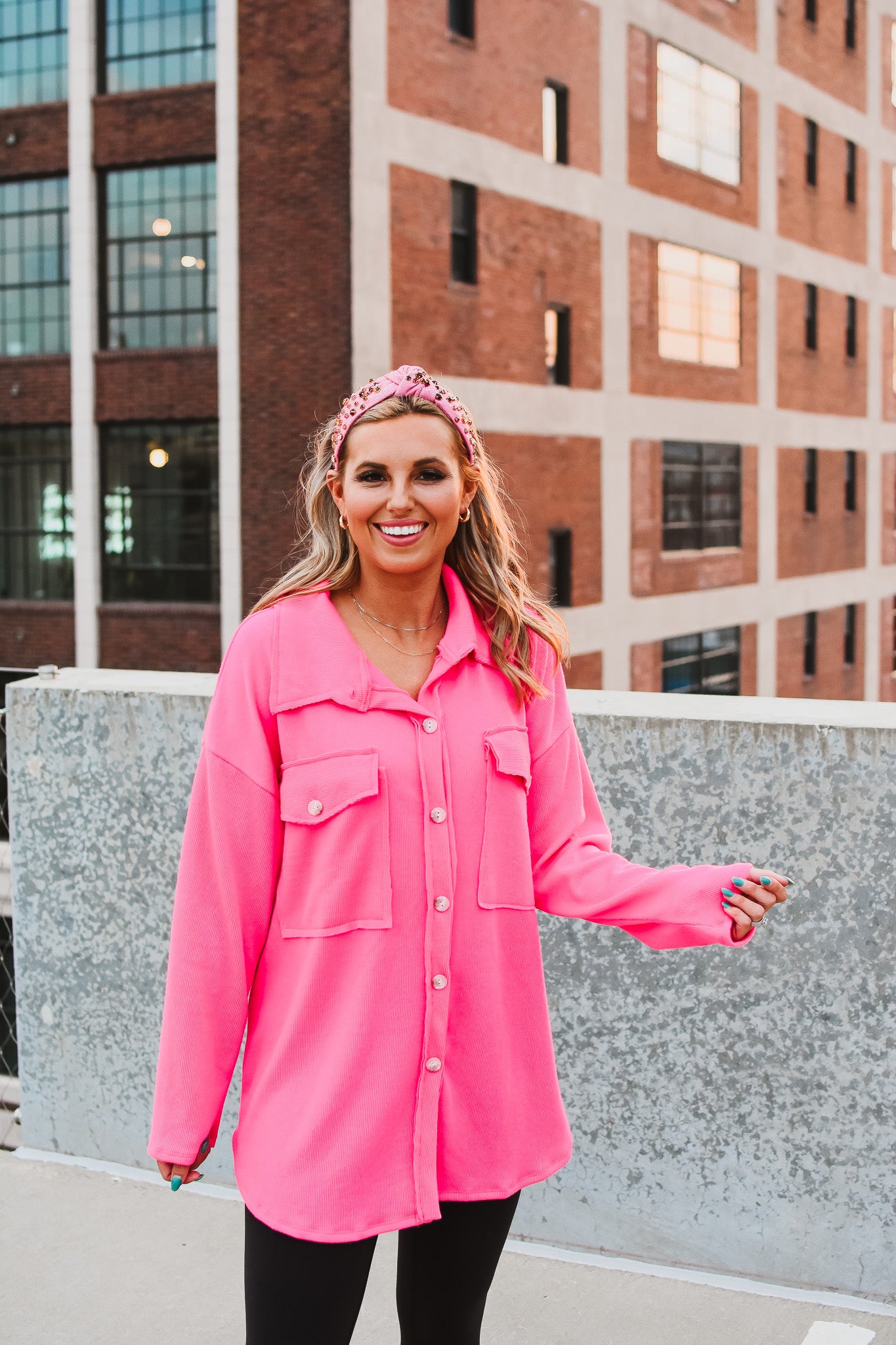 Ariel Shacket in Bright Pink