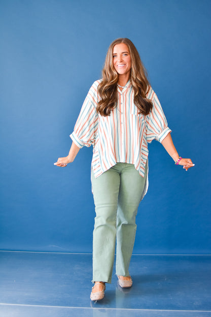 Jayla Striped Button Down Top