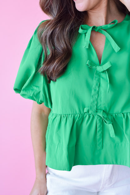 Sasha Bow Top in Green