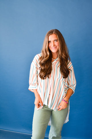 Jayla Striped Button Down Top