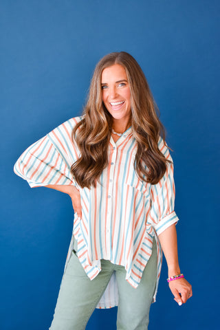 Jayla Striped Button Down Top