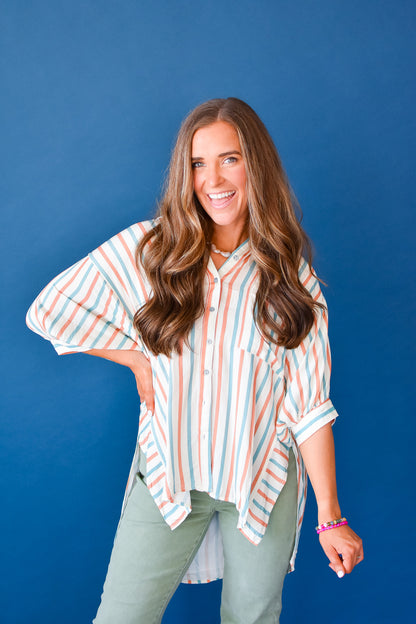 Jayla Striped Button Down Top