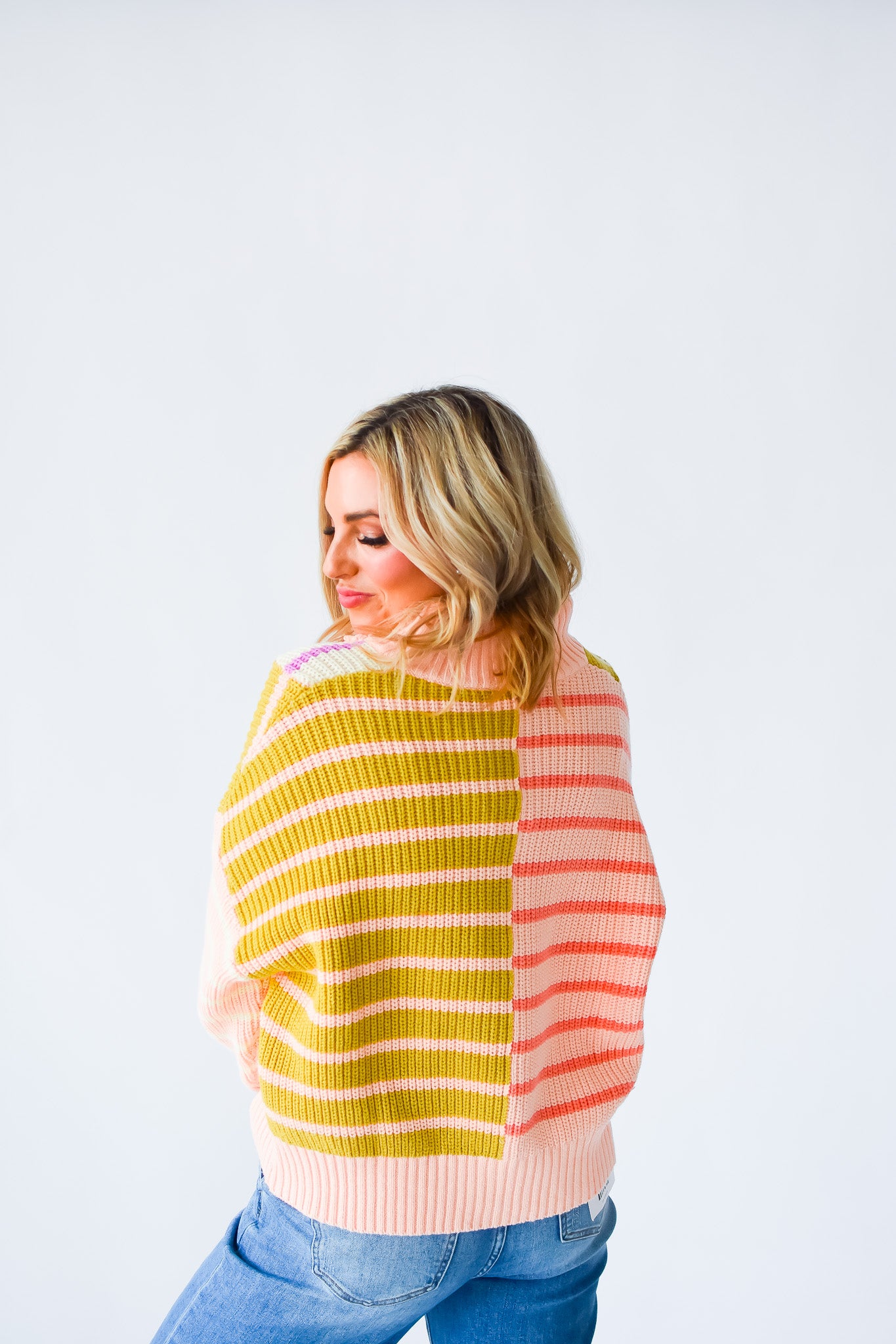 Leighton Quarter Zip Stripe Sweater