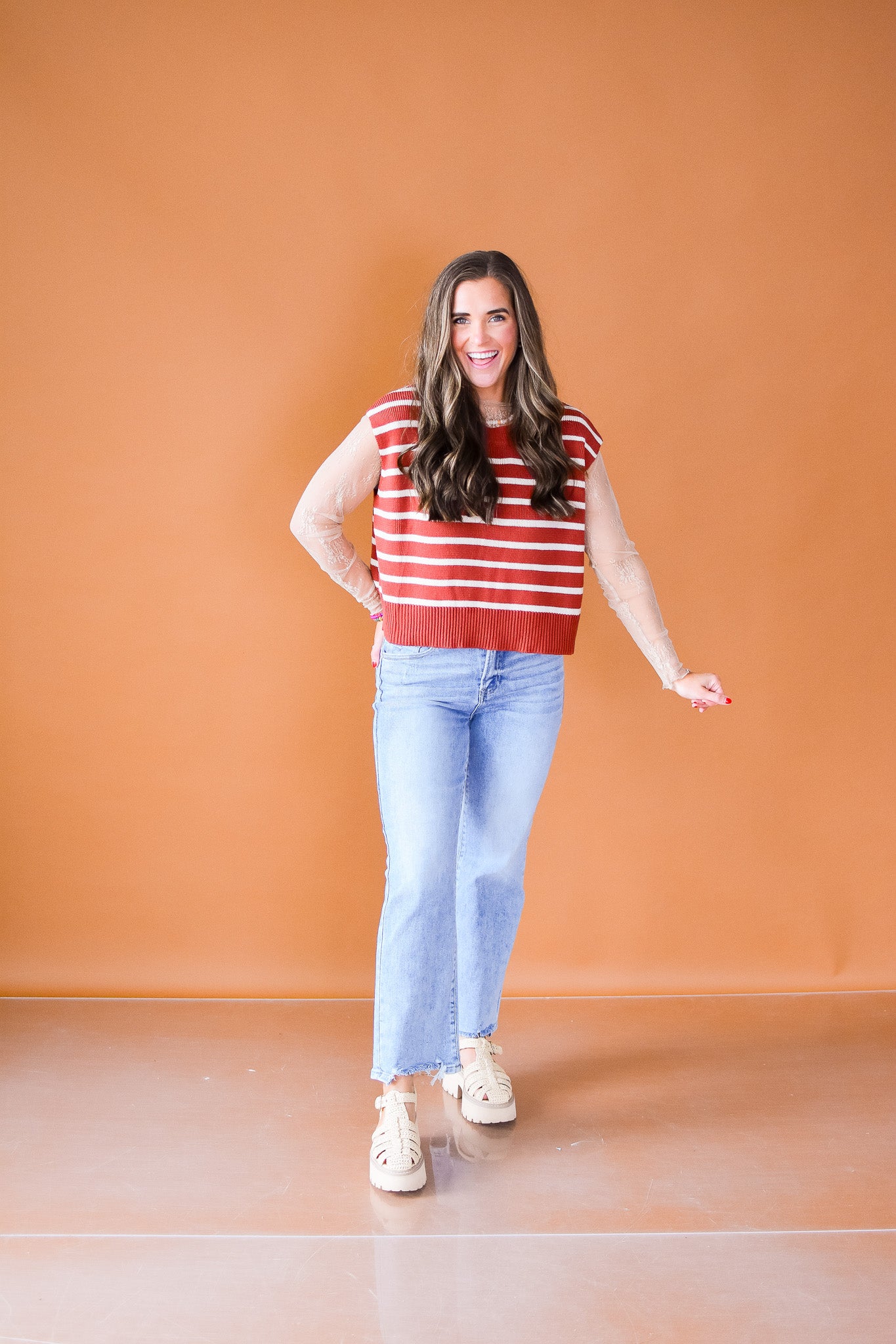 Lorelei Striped Sweater in Rust