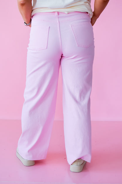 Halie Wide Leg Denim in Powder Pink