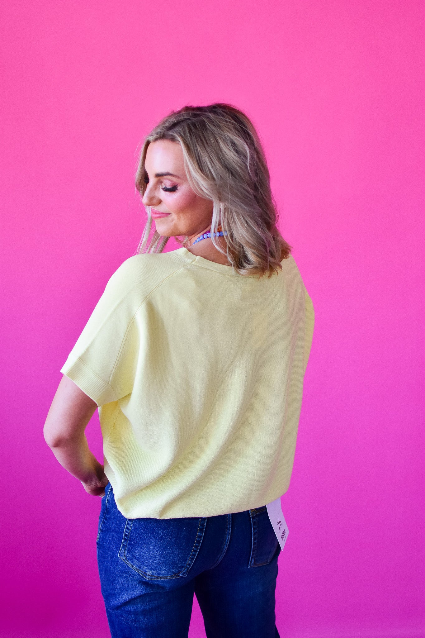 Alaina Short Sleeve Cardigan in Lemon