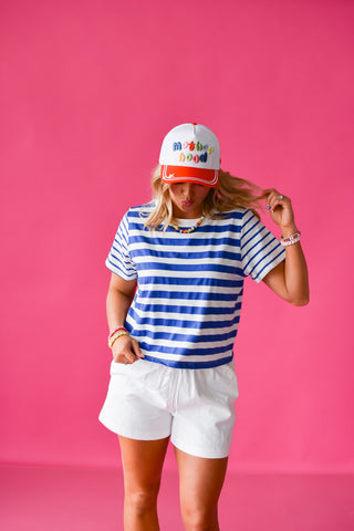 Celina Stripe Tee in Blue