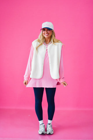 Caroline Sherpa Vest in Vanilla