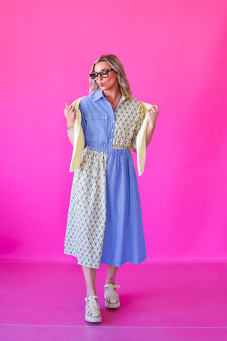 Margot Mix Print Midi Dress