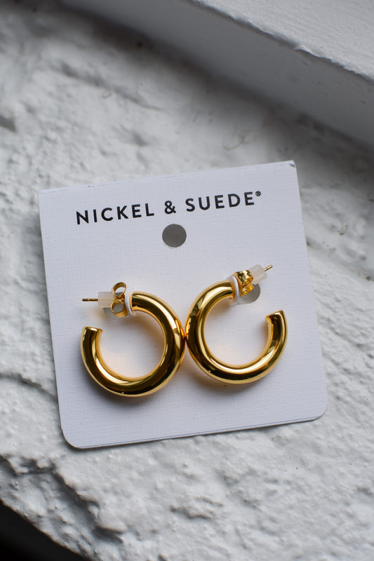 Gold Hollow Hoop Earrings Small