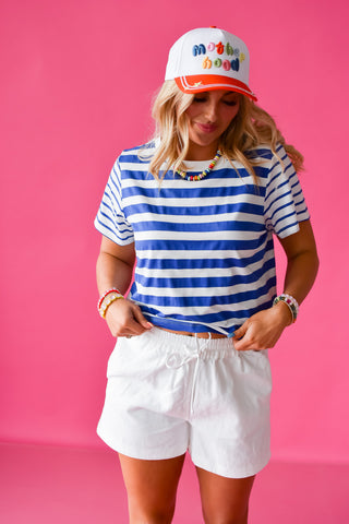 Celina Stripe Tee in Blue