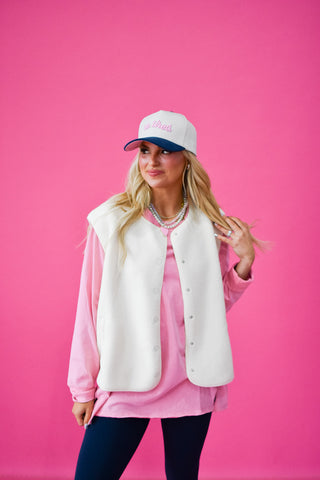 Caroline Sherpa Vest in Vanilla