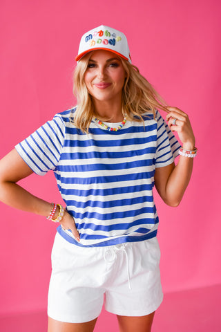 Celina Stripe Tee in Blue