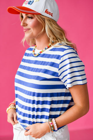 Celina Stripe Tee in Blue