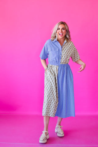 Margot Mix Print Midi Dress