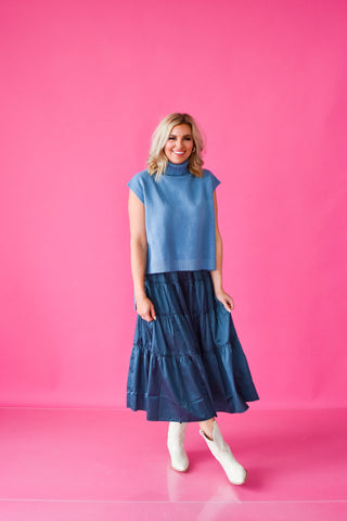Una Metallic Midi Skirt