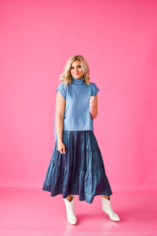 Una Metallic Midi Skirt