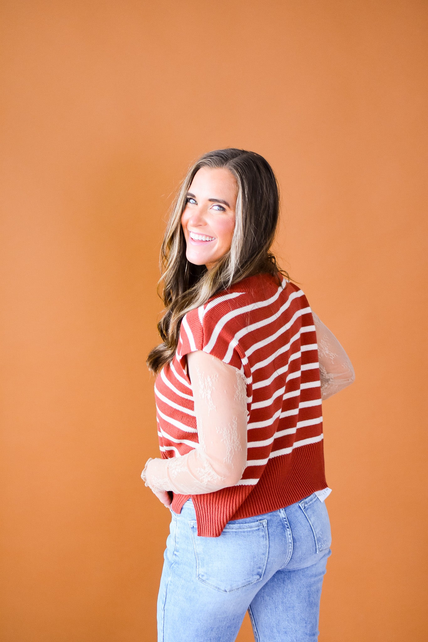 Lorelei Striped Sweater in Rust