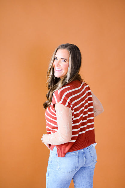 Lorelei Striped Sweater in Rust