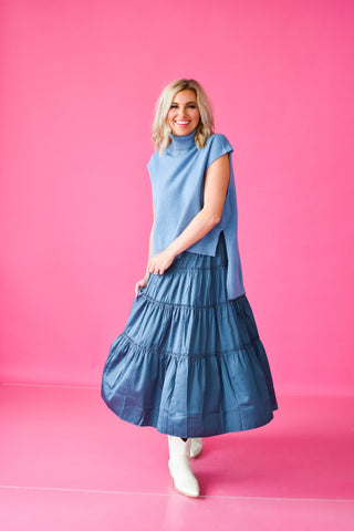 Una Metallic Midi Skirt