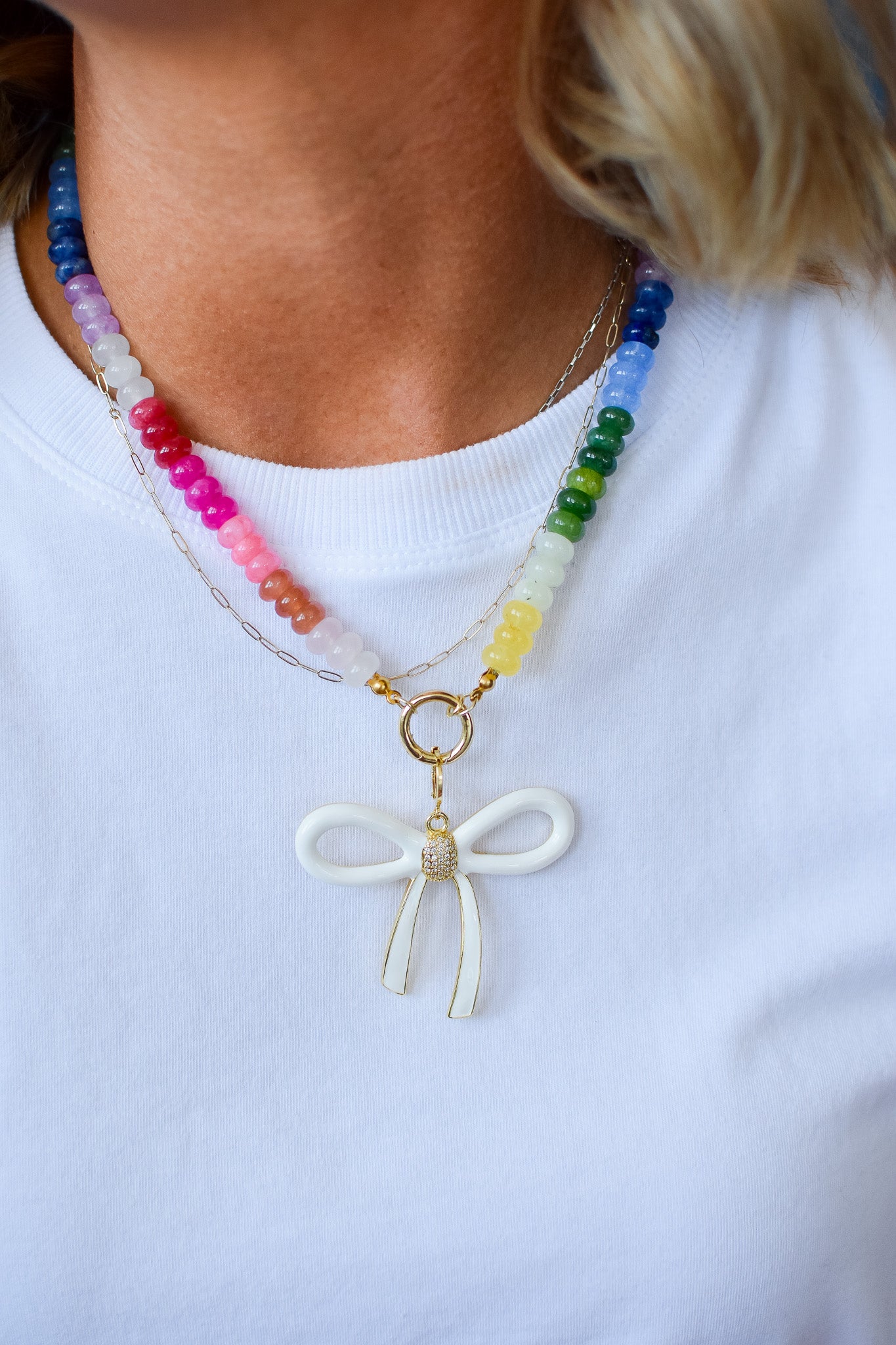 Oversized Bow Charm - White