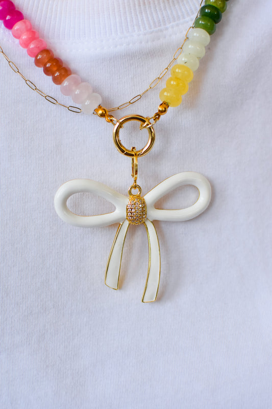 Oversized Bow Charm - White